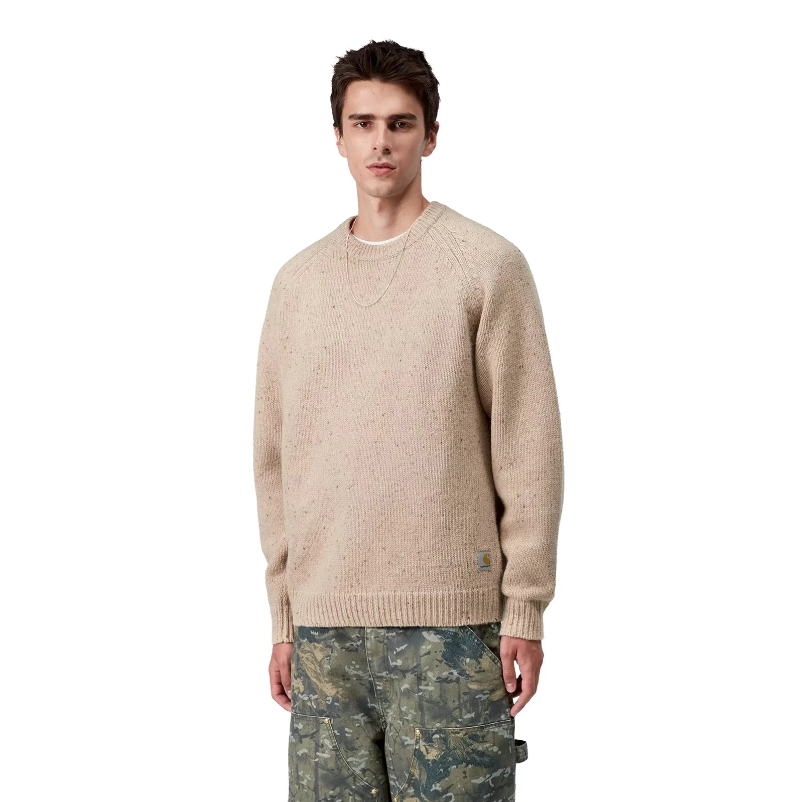 Carhartt WIP Anglistic Wool/Cotton Crew Speckled Fleur De Sel