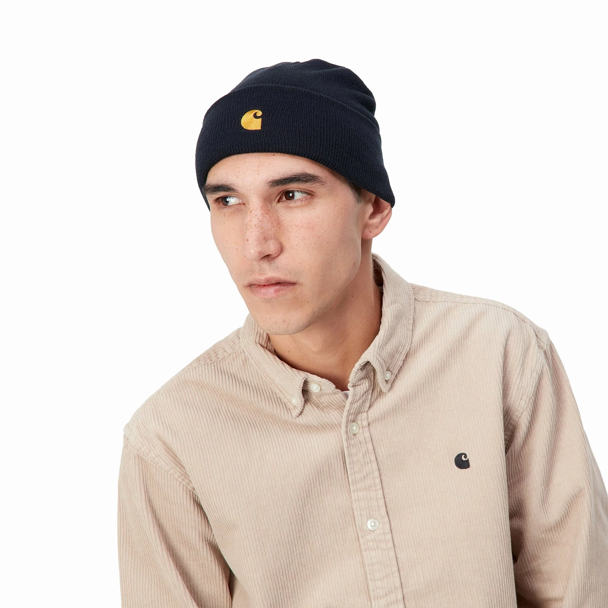 Carhartt WIP Chase Beanie Dark Navy / Gold - Image 3