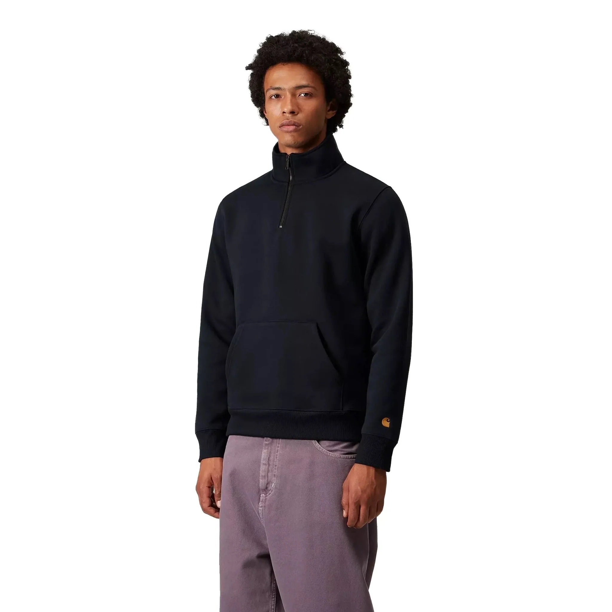 Carhartt WIP Chase Zip Neck Sweat Dark Navy / Gold - Image 3