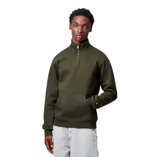 Carhartt WIP Chase Zip Neck Sweat Olive/Gold - Image 2
