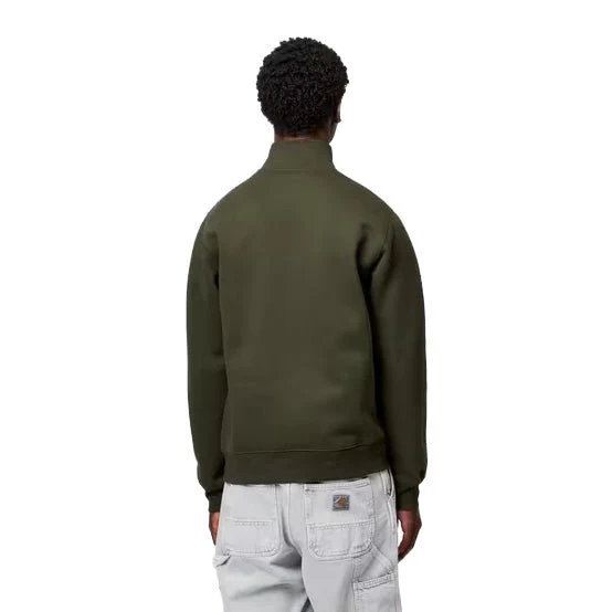 Carhartt WIP Chase Zip Neck Sweat Olive/Gold - Image 4