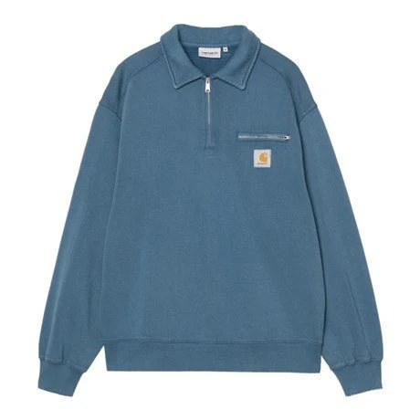 Carhartt WIP Half Zip Detroit Sweat Blue River Stone Washed