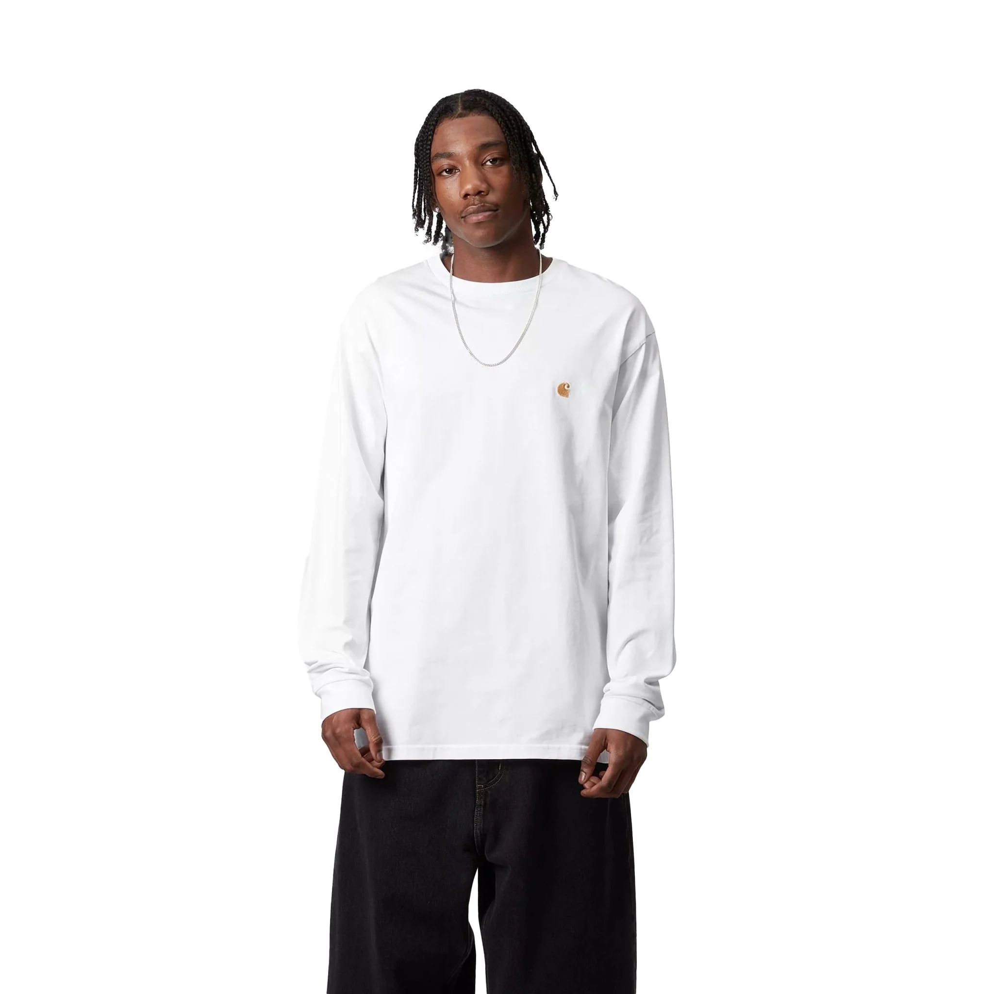 Carhartt WIP Long Sleeve Chase T-Shirt White / Gold
