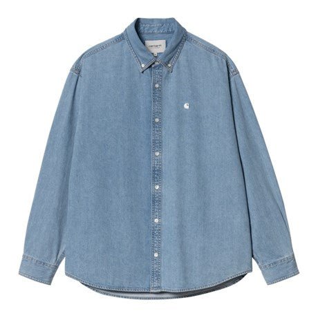 Carhartt WIP L/S Lucas Shirt Cotton Denim Blue Bleached - Image 2