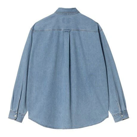 Carhartt WIP L/S Lucas Shirt Cotton Denim Blue Bleached - Image 4