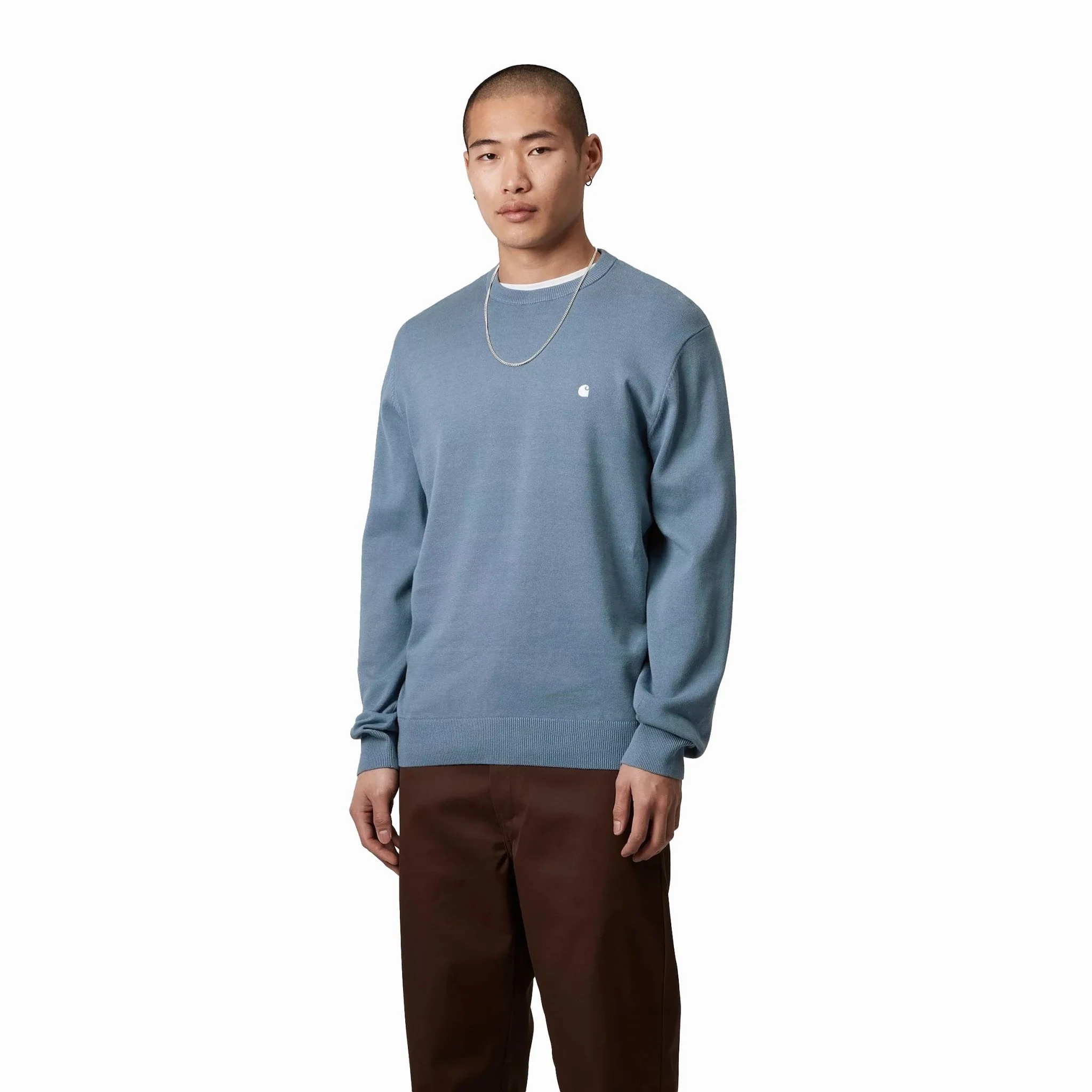Carhartt WIP Madison Cotton Sweater Icy Water / White