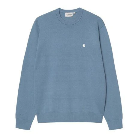 Carhartt WIP Madison Cotton Sweater Icy Water / White - Image 2