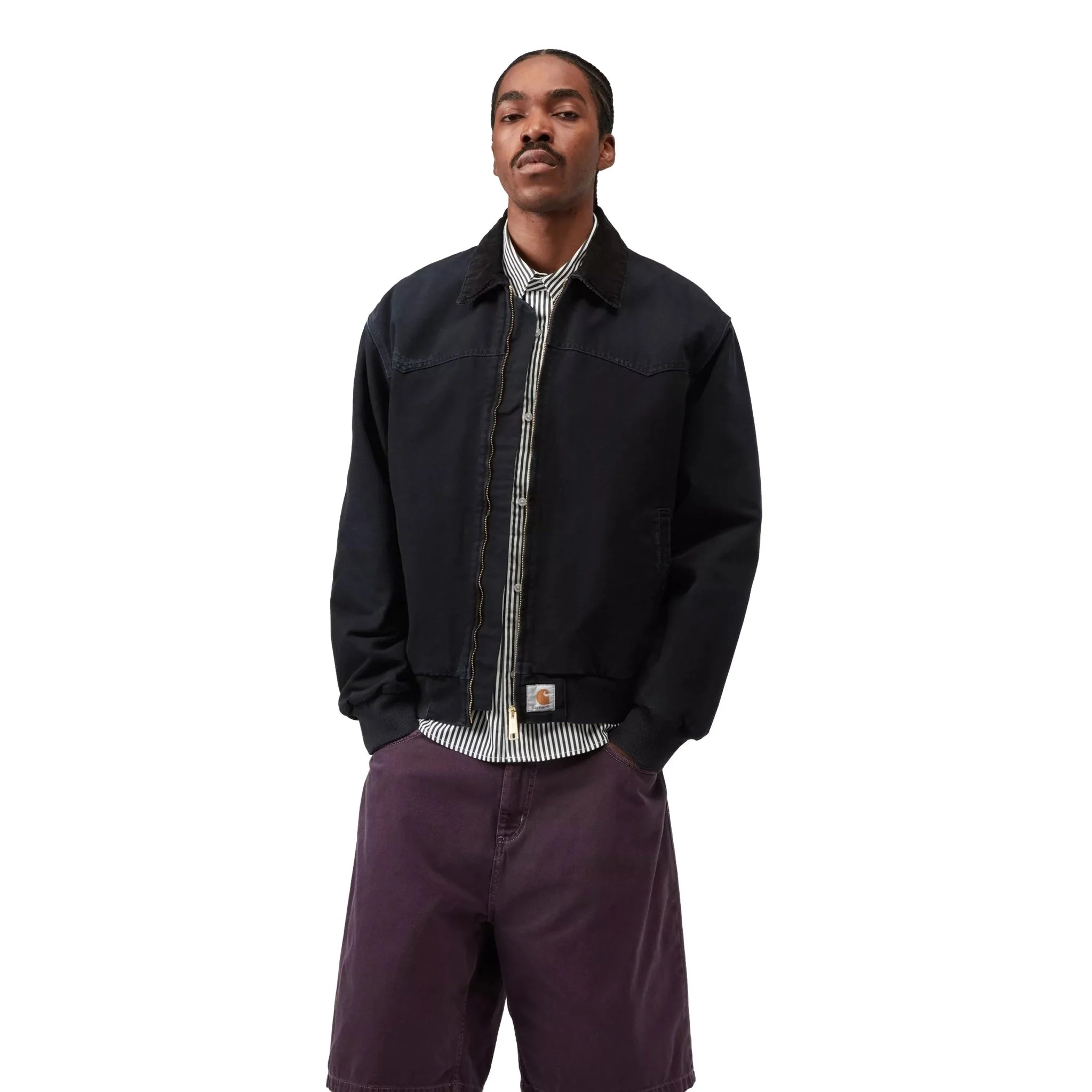 Carhartt WIP OG Santa Fe Jacket-Dearborn Canvas Black Grind Wash - Image 2