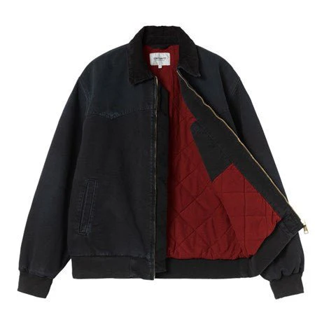 Carhartt WIP OG Santa Fe Jacket-Dearborn Canvas Black Grind Wash - Image 3