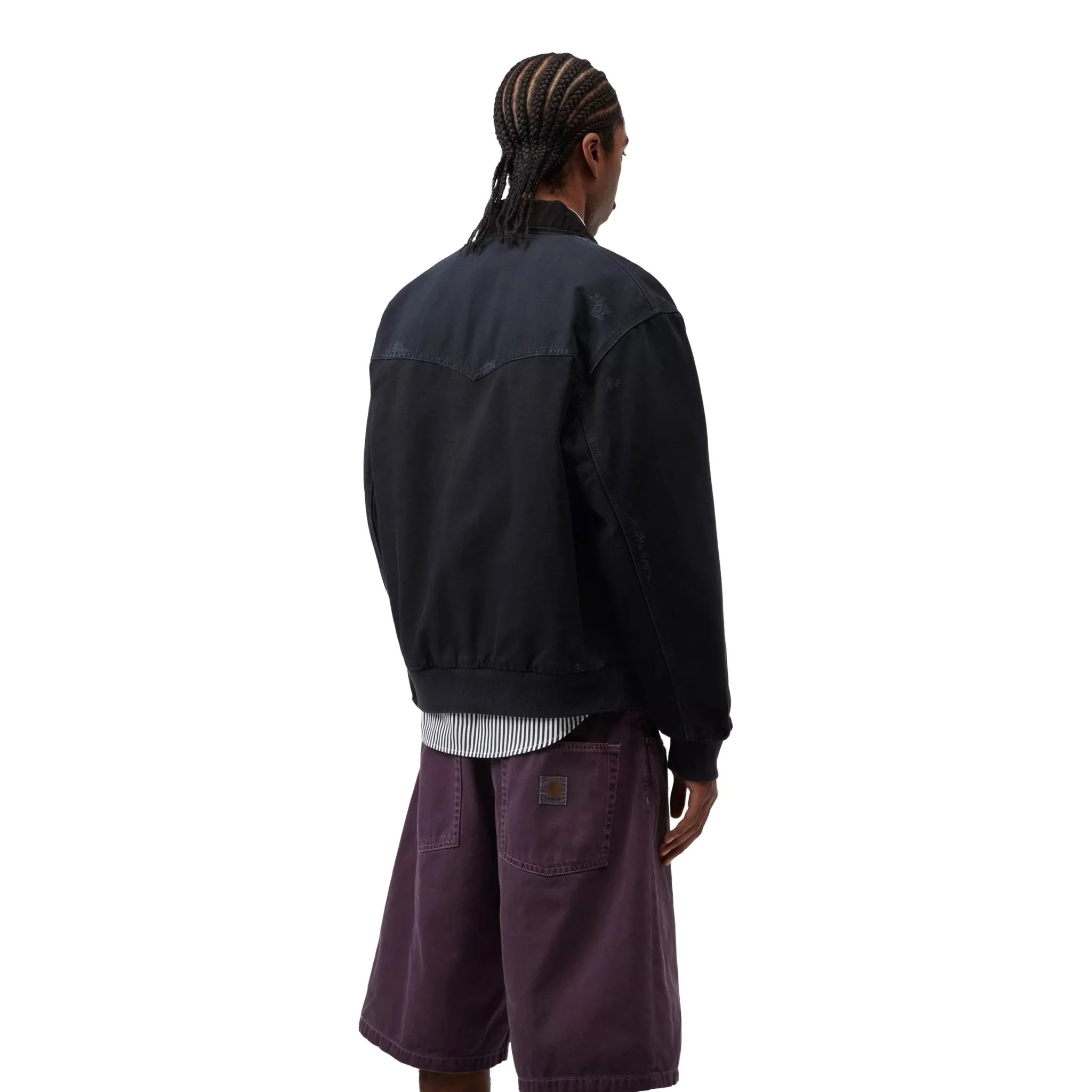 Carhartt WIP OG Santa Fe Jacket-Dearborn Canvas Black Grind Wash - Image 4