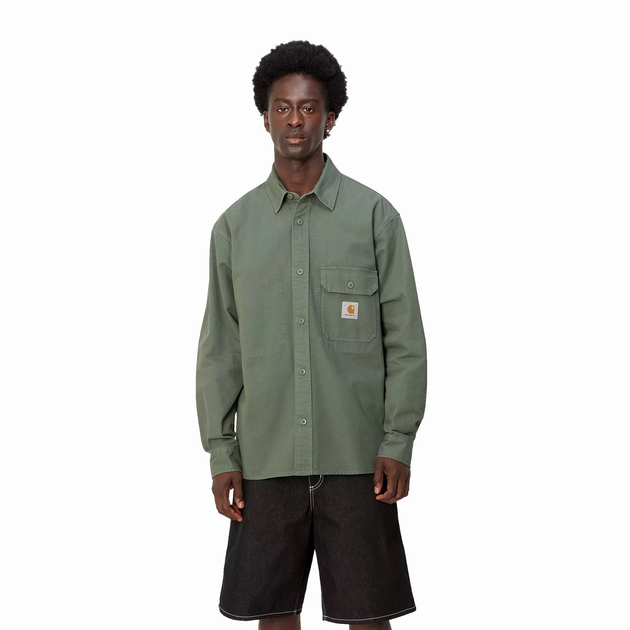Carhartt WIP Reno Shirt/Jacket Cotton Drill Park Garment Dyed - Image 3