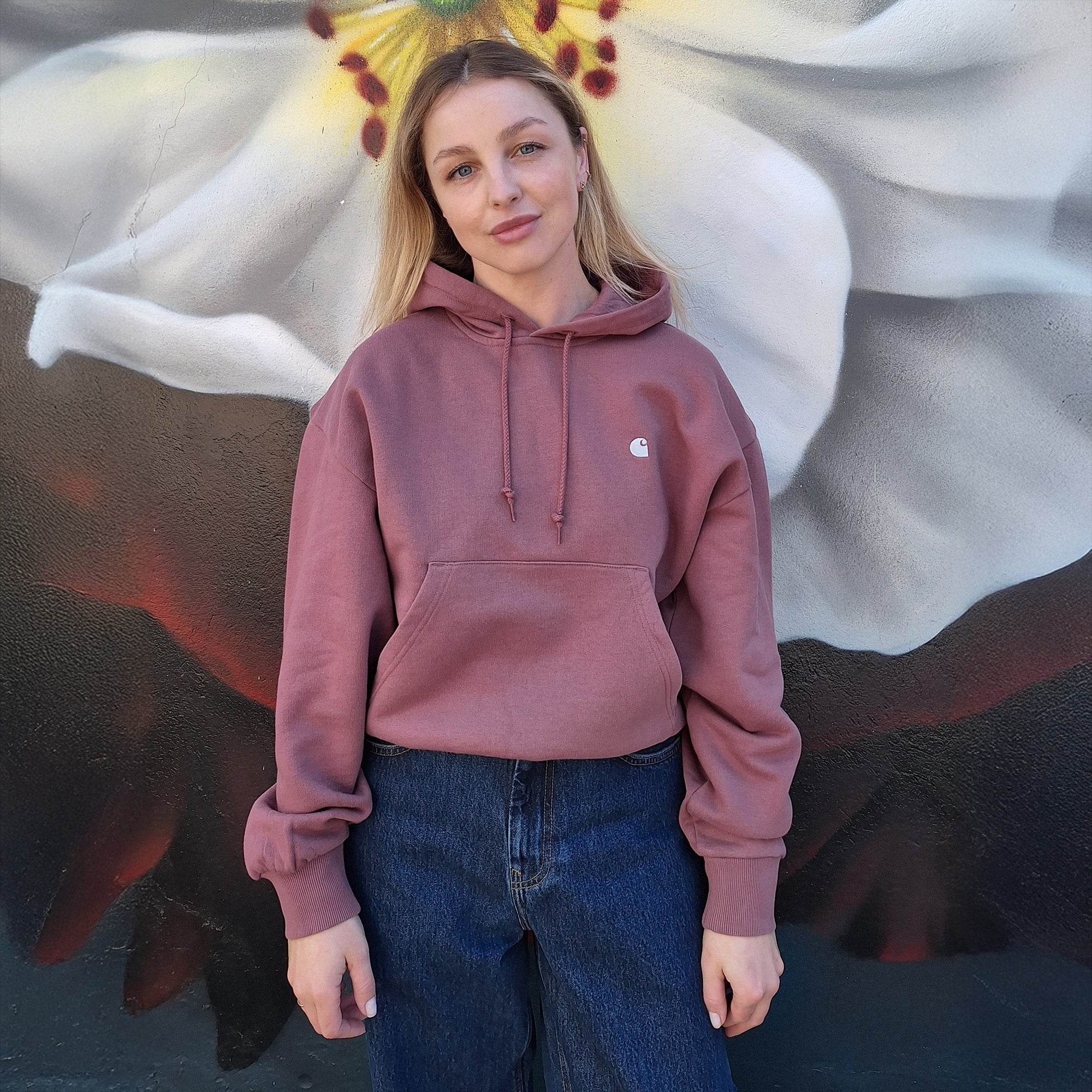 Carhartt WIP Women Hooded Casey Sweatshirt Dusky Pink / Silver - Image 2