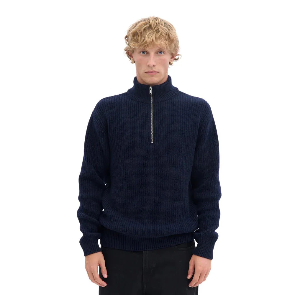 Colorful Standard Classic Merino Wool Quarter Zip Navy Blue