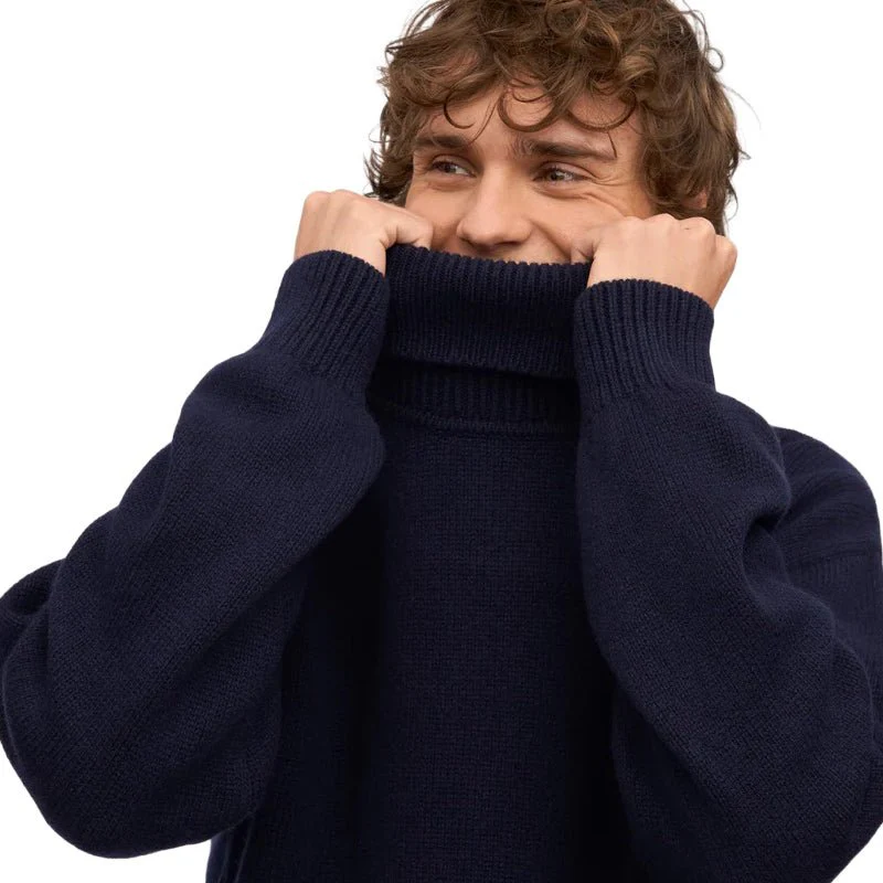 Colorful Standard Merino Wool Turtleneck Navy Blue - Image 3