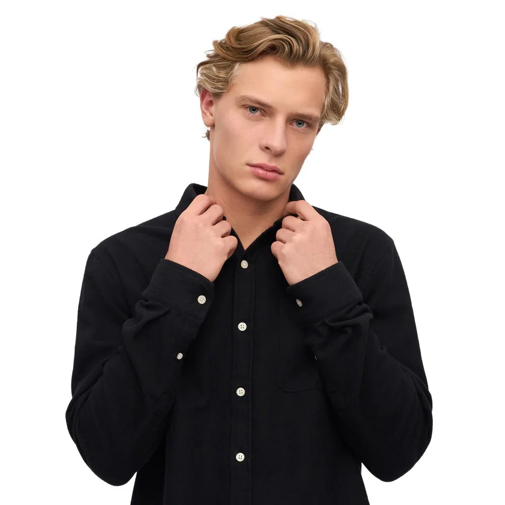 Colorful Standard Organic Flannel Shirt Deep Black - Image 2