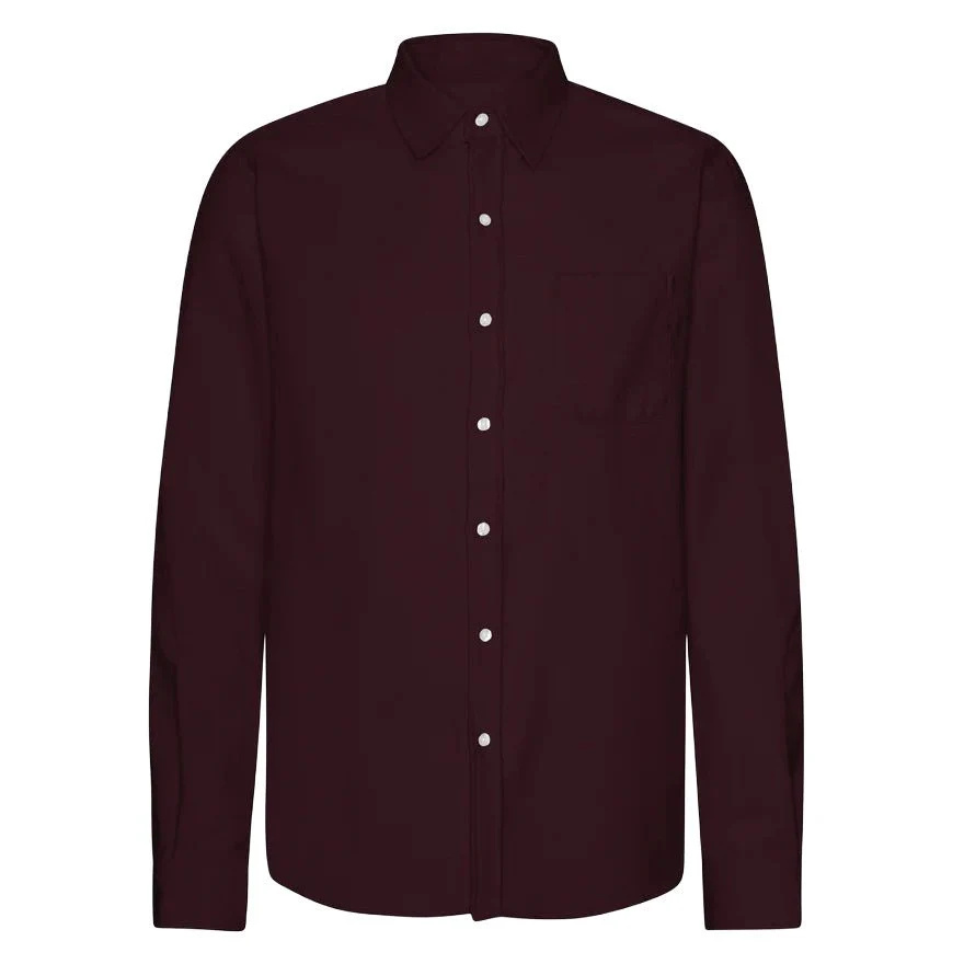 Colorful Standard Organic Flannel Shirt Oxblood - Image 3