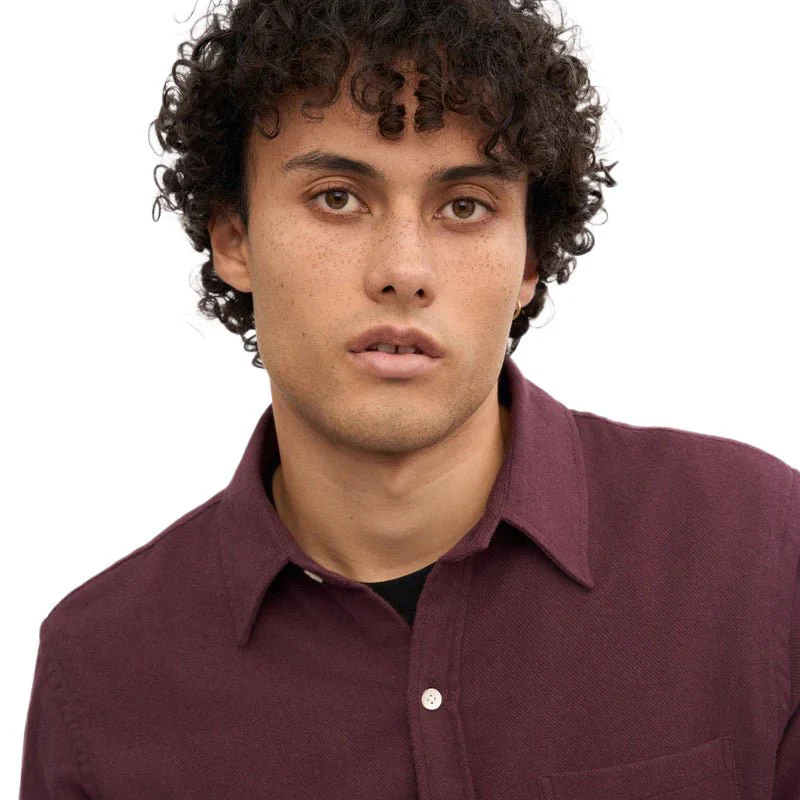 Colorful Standard Organic Flannel Shirt Oxblood - Image 5
