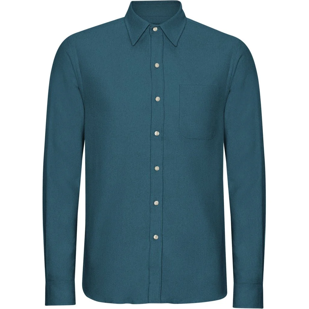 Colorful Standard Organic Flannel Shirt Petrol Blue