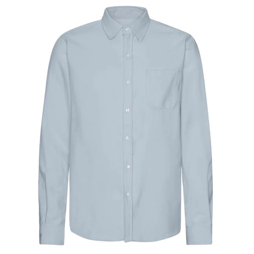Colorful Standard Organic Flannel Shirt Steel Blue - Image 3