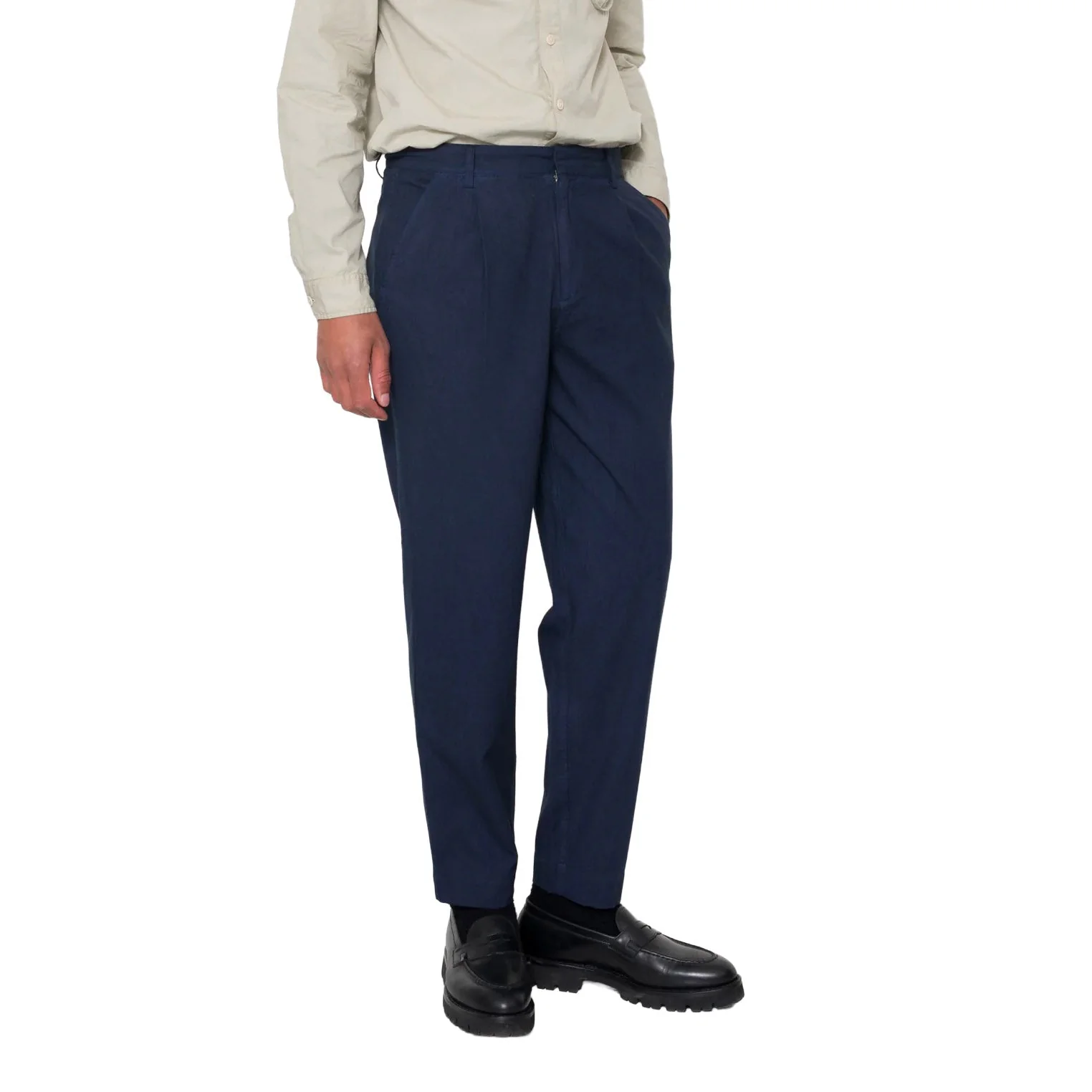 Folk Assembly Herringbone Suit Trouser Navy - Image 3