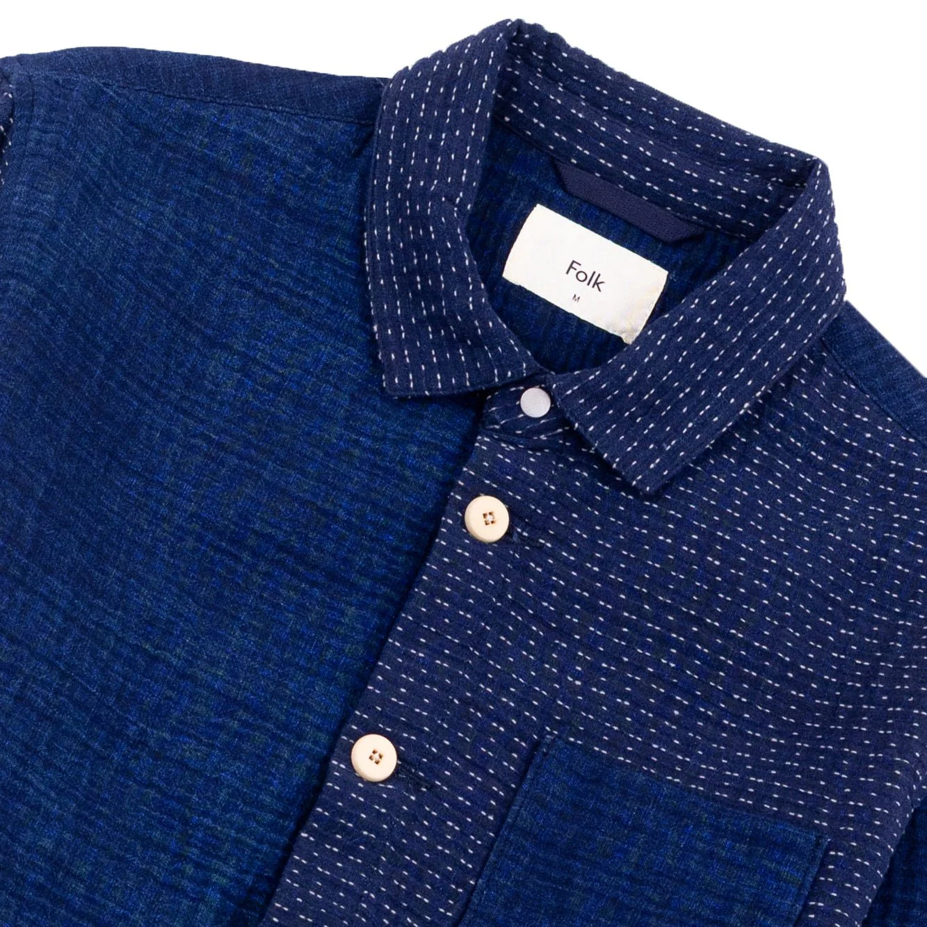 Folk Assembly Jacket Indigo Waffle Patchwork Indigo - Image 3