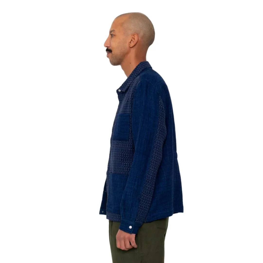 Folk Assembly Jacket Indigo Waffle Patchwork Indigo - Image 4