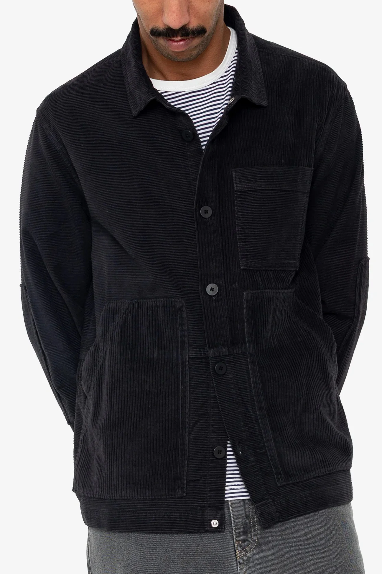 Folk Assembly Worker Jacket Cord Mix Soft Black - Image 5