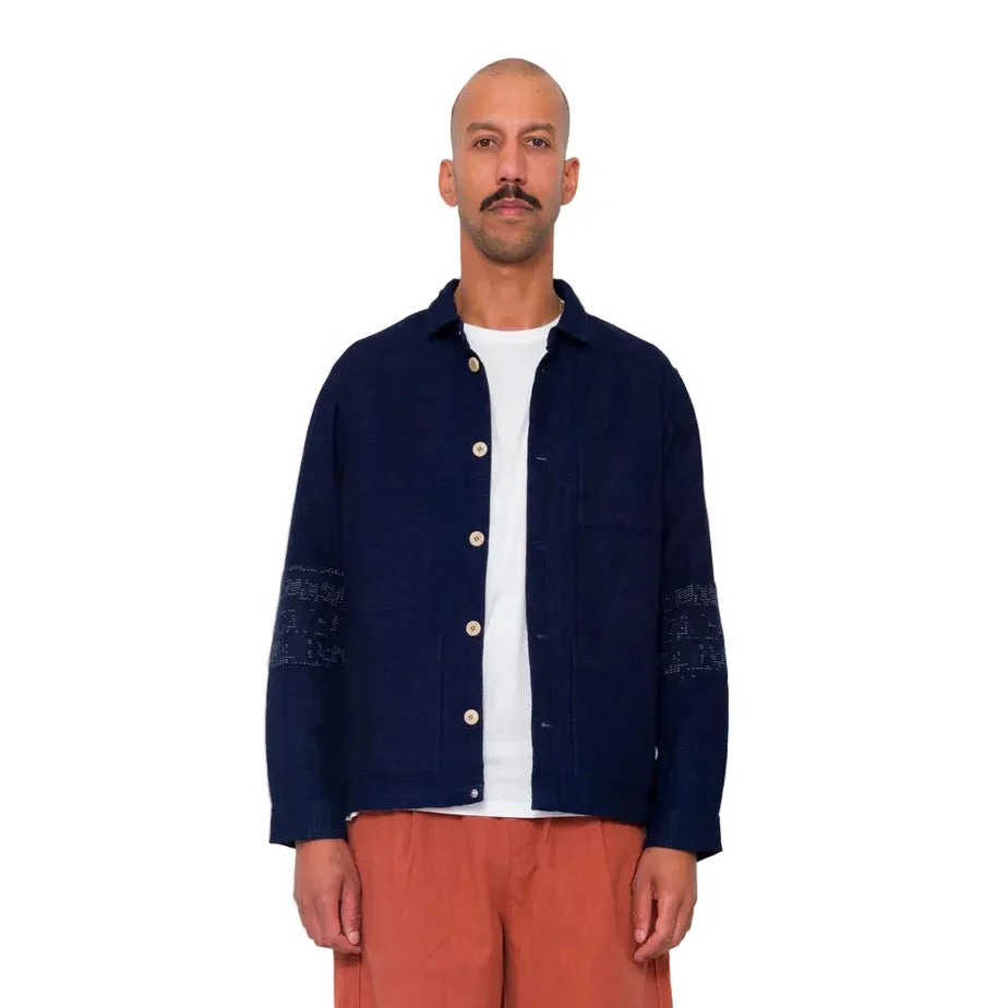 Folk Cotton Assembly Jacket Textured Indigo - Image 2