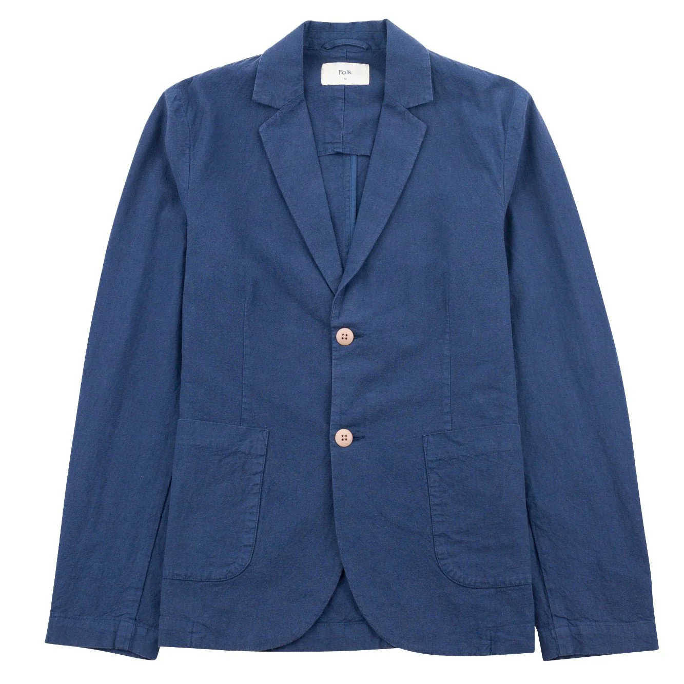 Folk Cotton Linen Blazer Soft Navy - Image 2
