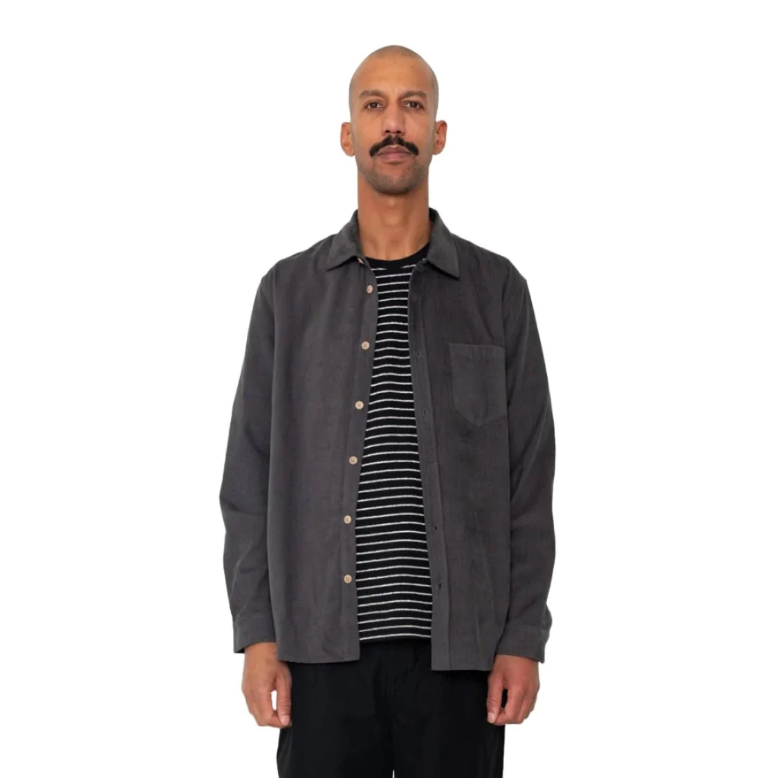 Folk Direction Babycord Shirt Charcoal - Image 2