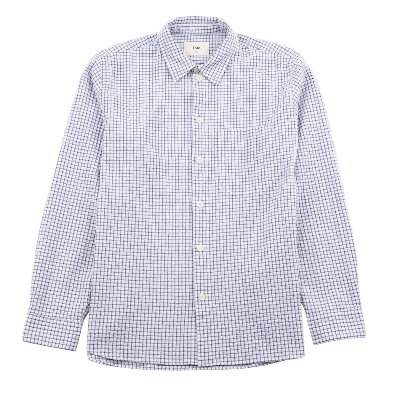 Folk Easy Fit Mini Check Shirt Soft Blue - Image 2