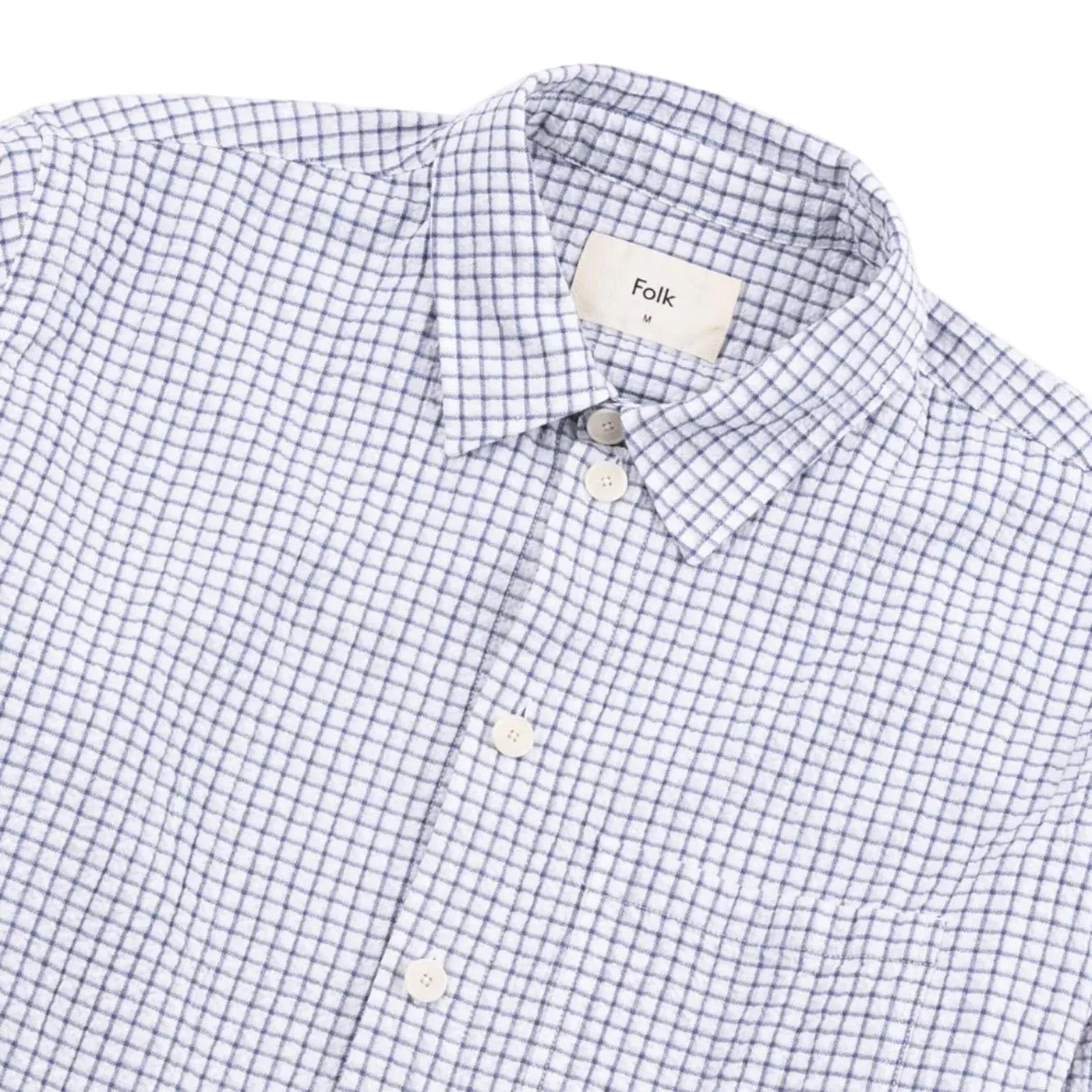 Folk Easy Fit Mini Check Shirt Soft Blue - Image 3