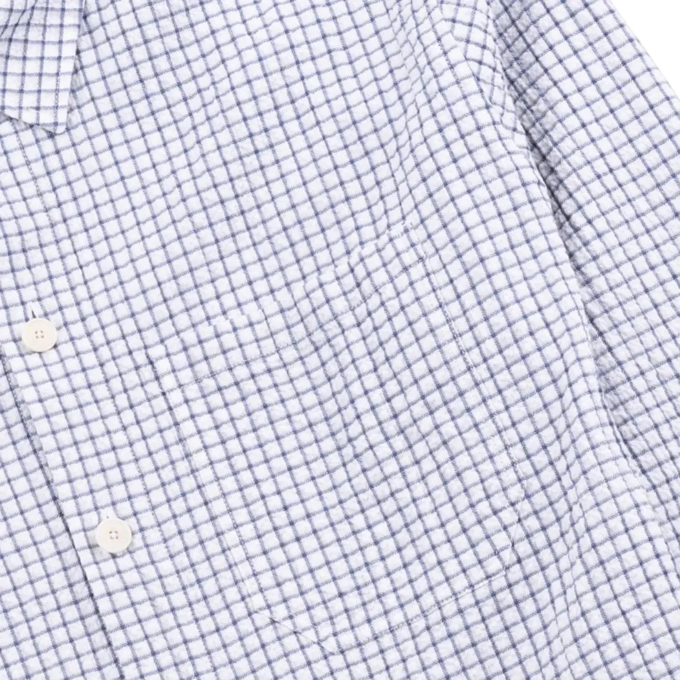 Folk Easy Fit Mini Check Shirt Soft Blue - Image 4