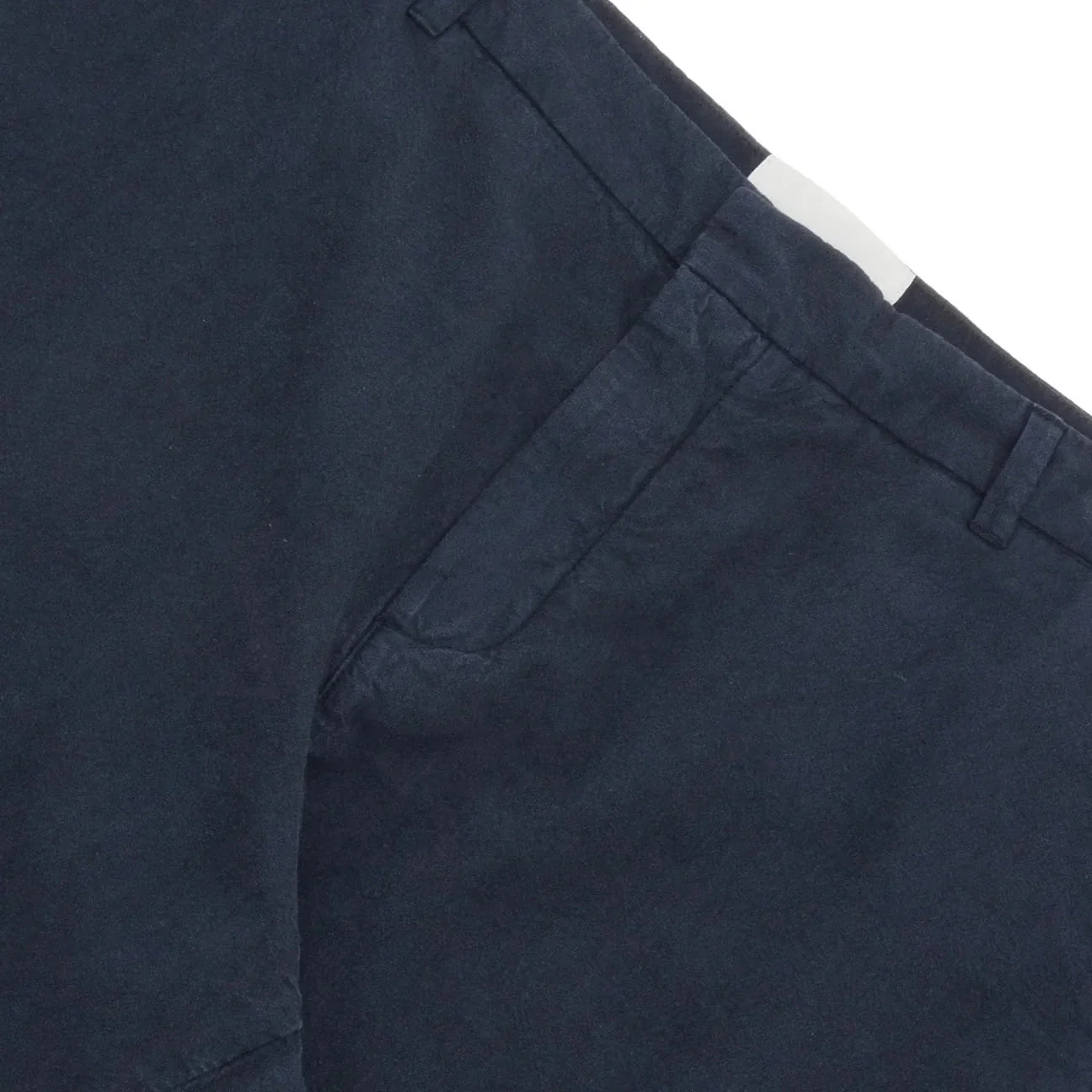 Folk Fixed Waistband Cotton Linen Trouser Soft Navy - Image 4
