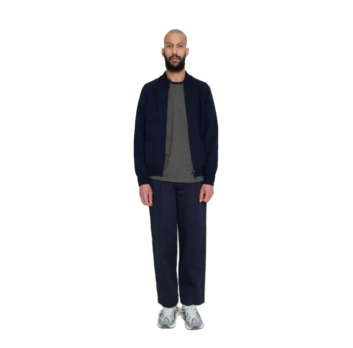 Folk Knitted Zip Thru Bomber Navy