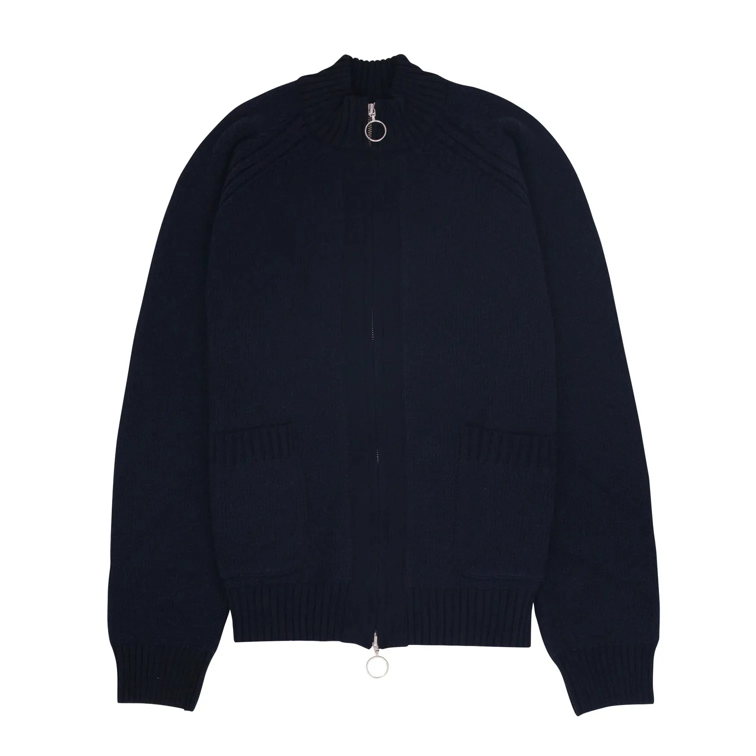 Folk Knitted Zip Thru Bomber Navy - Image 2