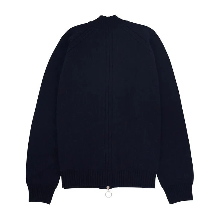 Folk Knitted Zip Thru Bomber Navy - Image 6