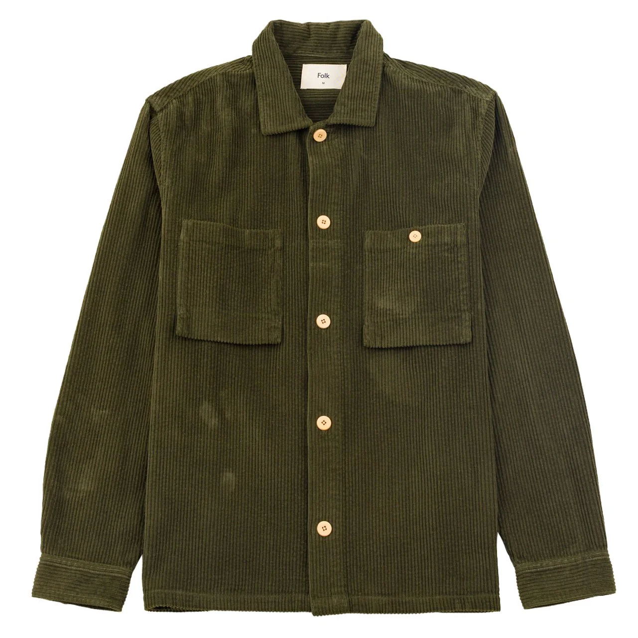 Folk Patch Overshirt Chunky Cord Olive
