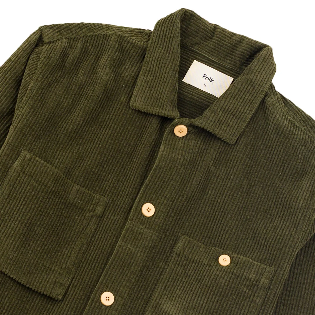Folk Patch Overshirt Chunky Cord Olive - Image 3