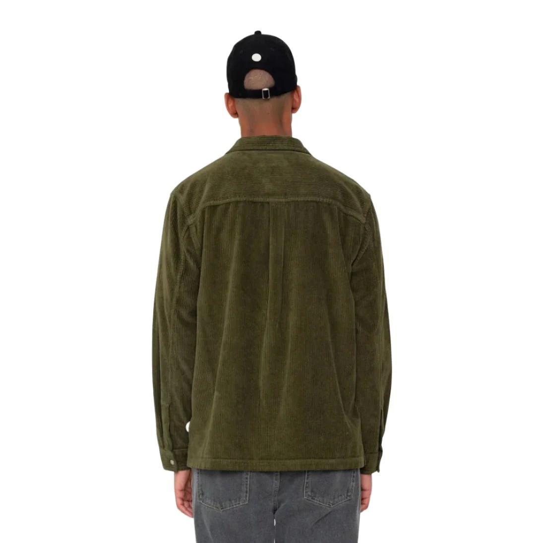 Folk Patch Overshirt Chunky Cord Olive - Image 4