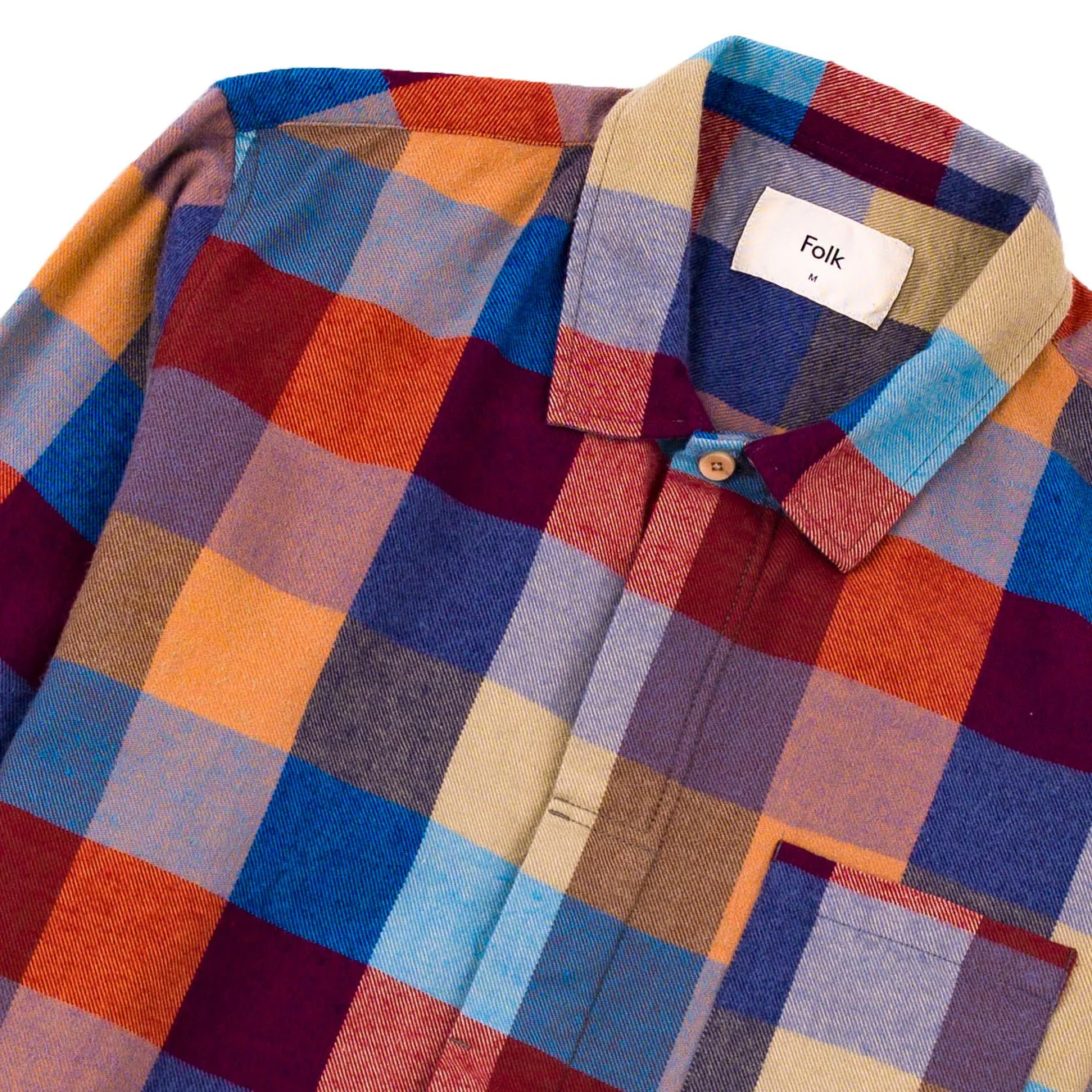 Folk Patch Shirt Crimson Blue Mix - Image 3