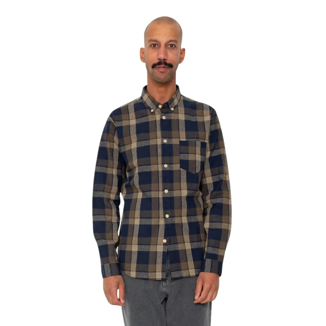 Folk Relaxed Fit Shirt Navy / Olive Check - Image 2