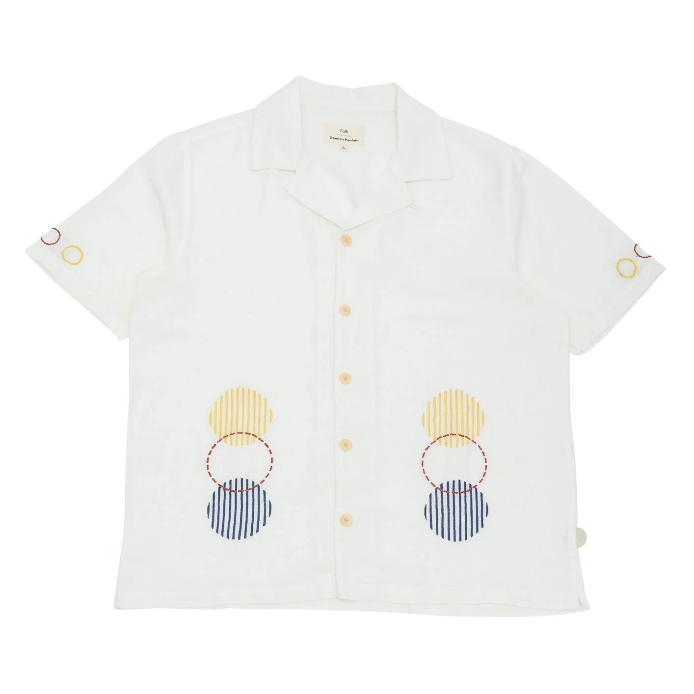 Folk SS Soft Collar Shirt Ecru Sun Embroidery