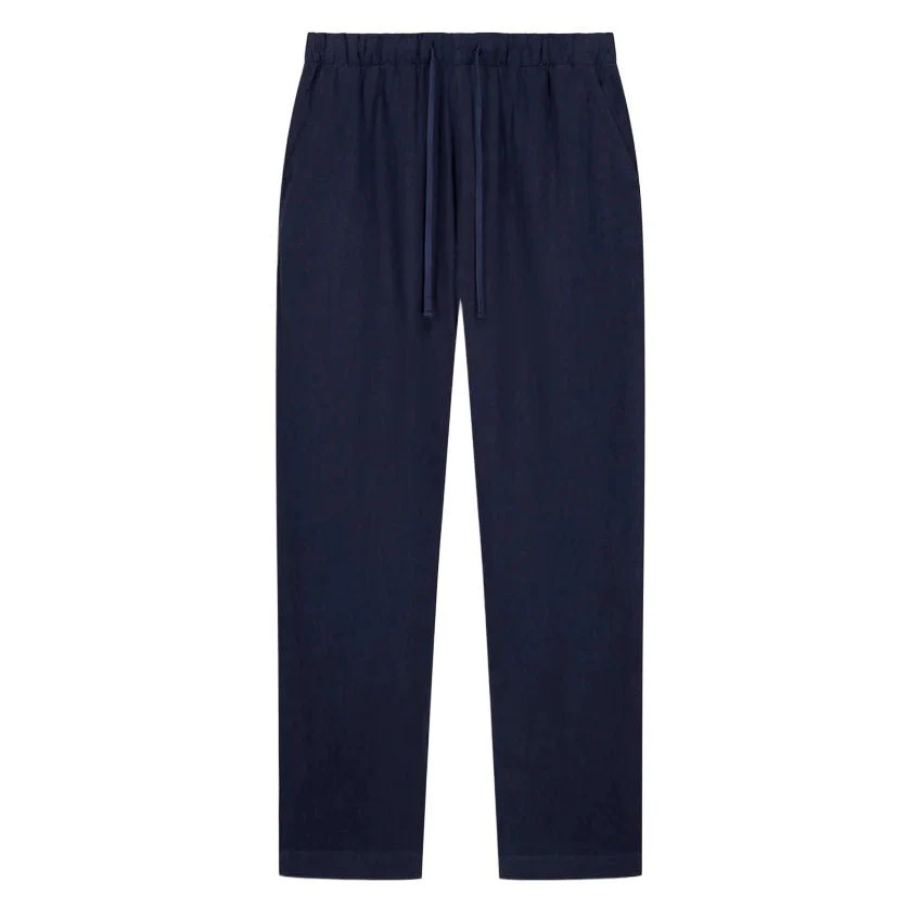 Hartford Joggy Linen Pants Navy Blue - Image 4