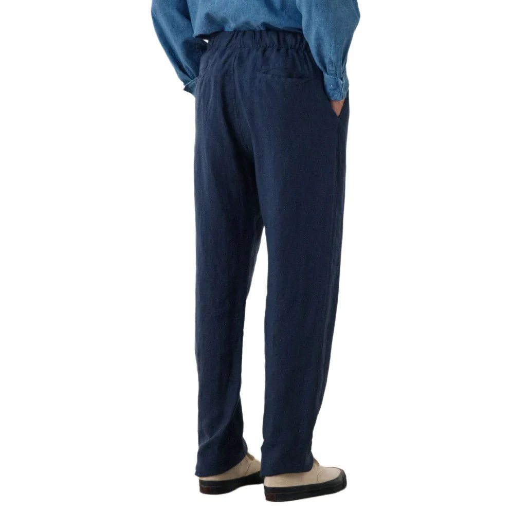 Hartford Joggy Linen Pants Navy Blue - Image 7