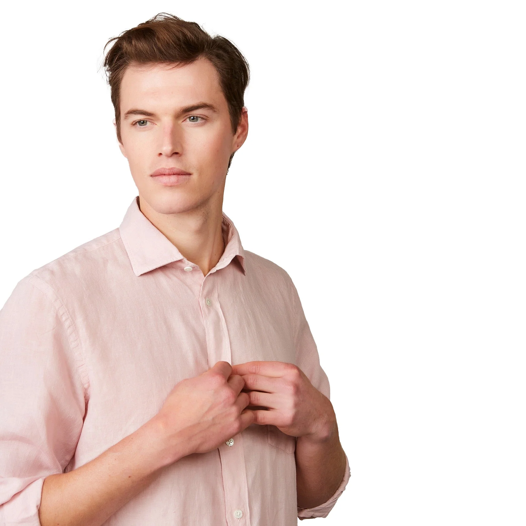 Hartford Paul Pat Linen Shirt Faded Pink - Image 3