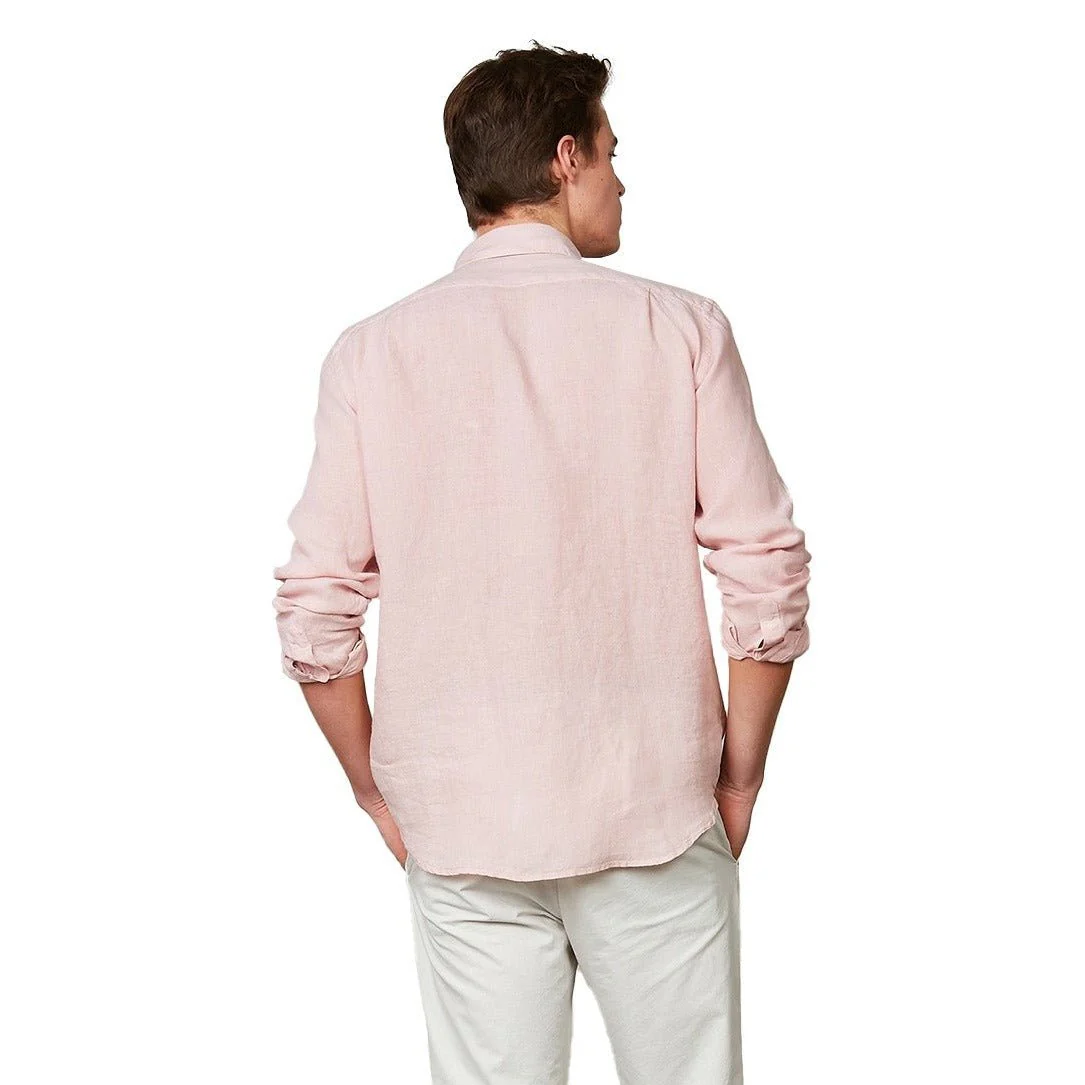 Hartford Paul Pat Linen Shirt Faded Pink - Image 4