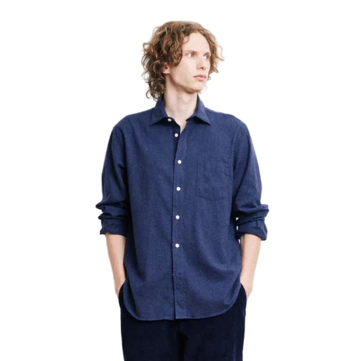 Hartford Paul Woven Flannel Shirt Navy - Image 2
