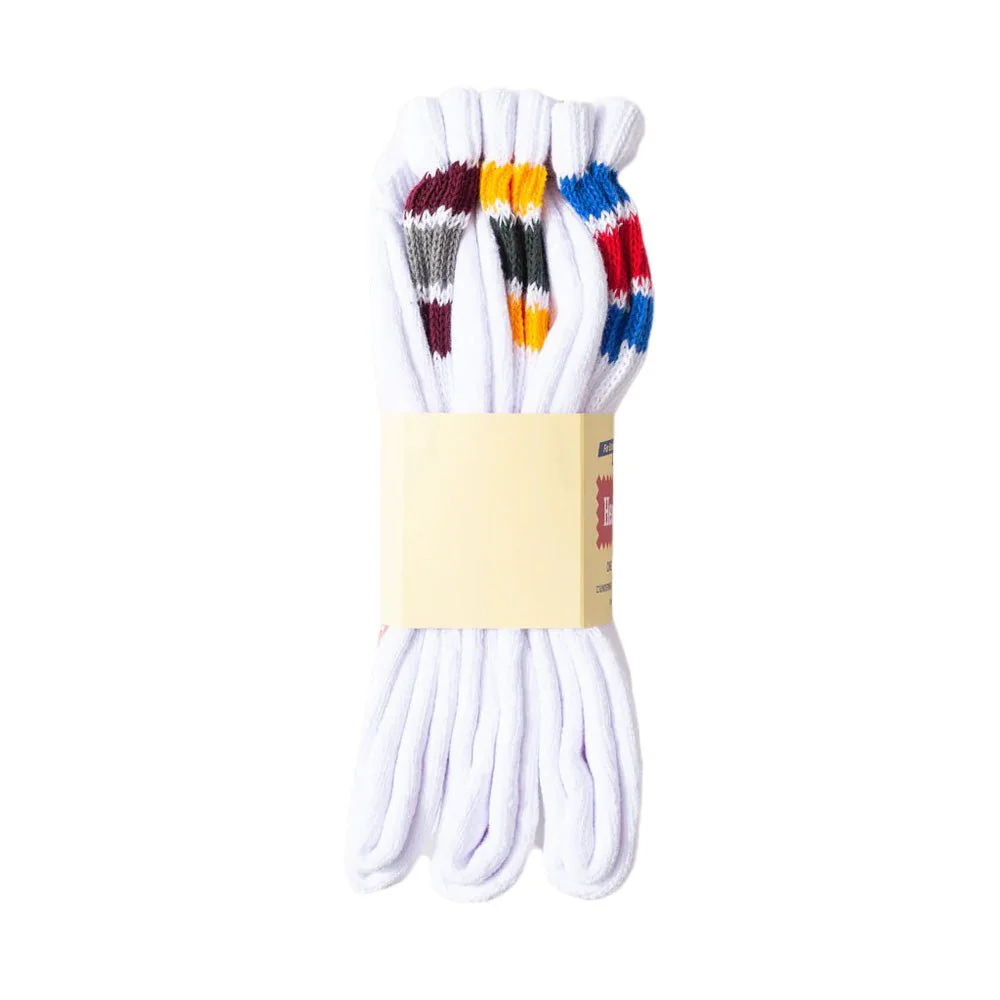 Healthknit Socks 3 Pack White Multi Burgundy / Yellow / Blue - Image 3