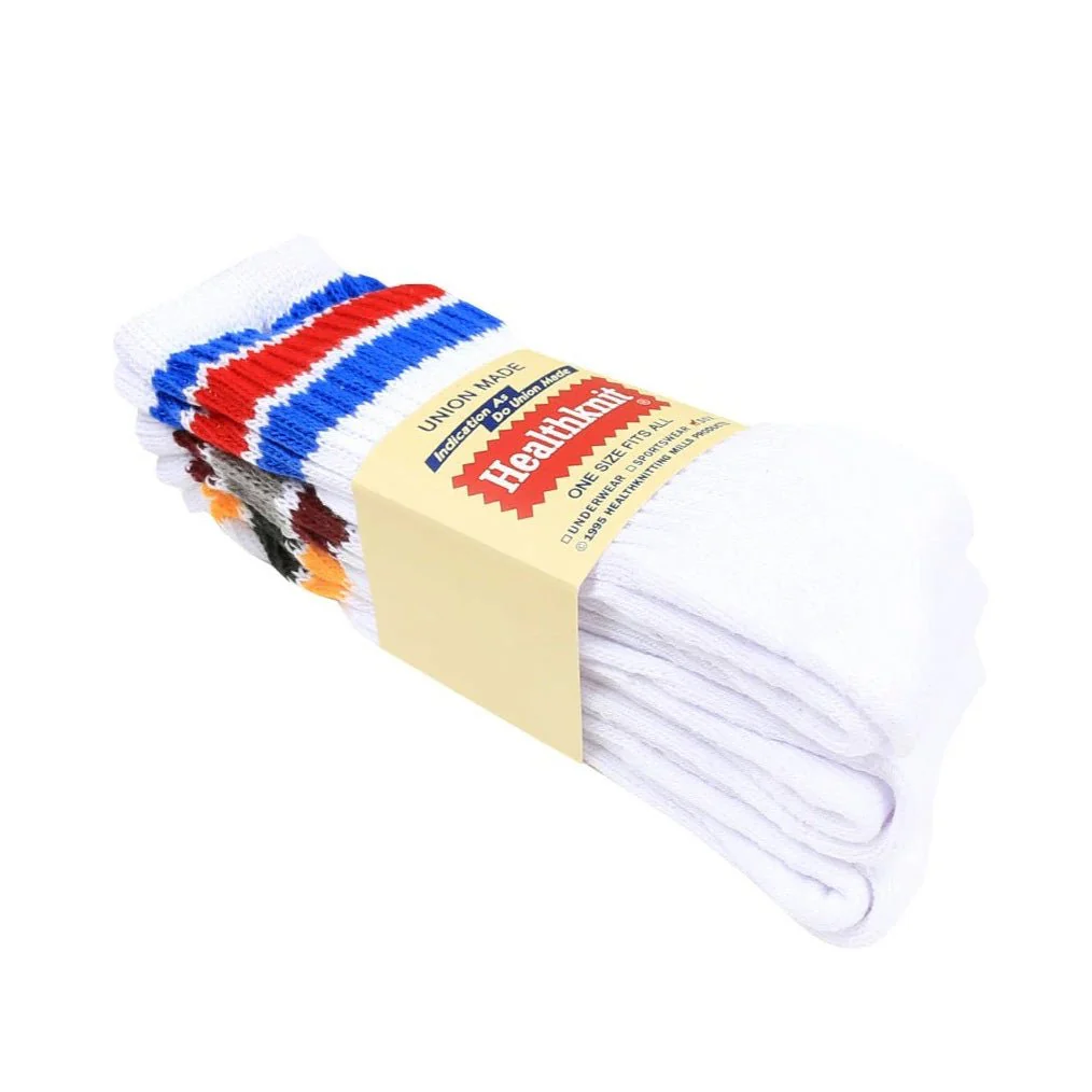 Healthknit Socks 3 Pack White Multi Burgundy / Yellow / Blue - Image 4